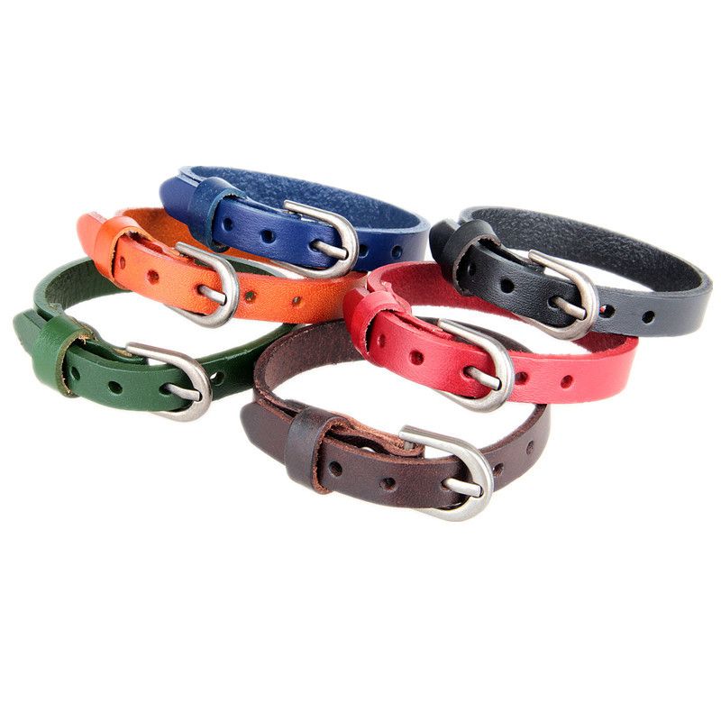 Rindsleder Einfache Perlen Glatte Strap Bunte Casual Trendy Leder Armband_voghion.com