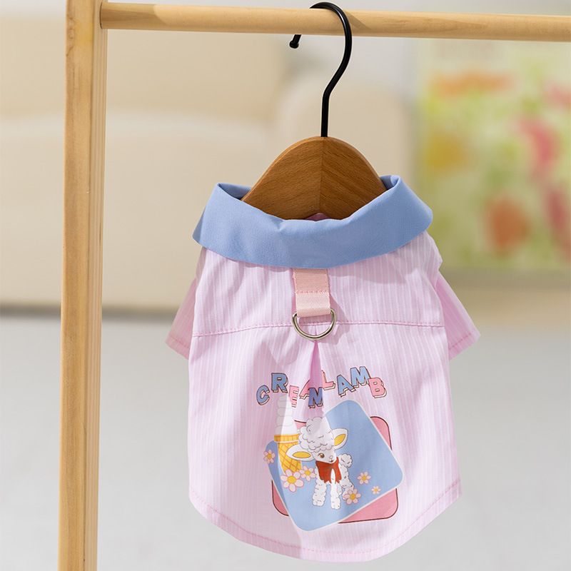 Pet Spring Summer Thin Striped Collar Polo Shirt Small And Medium Sized Teddy Two Leg Dog Clothes_voghion.com