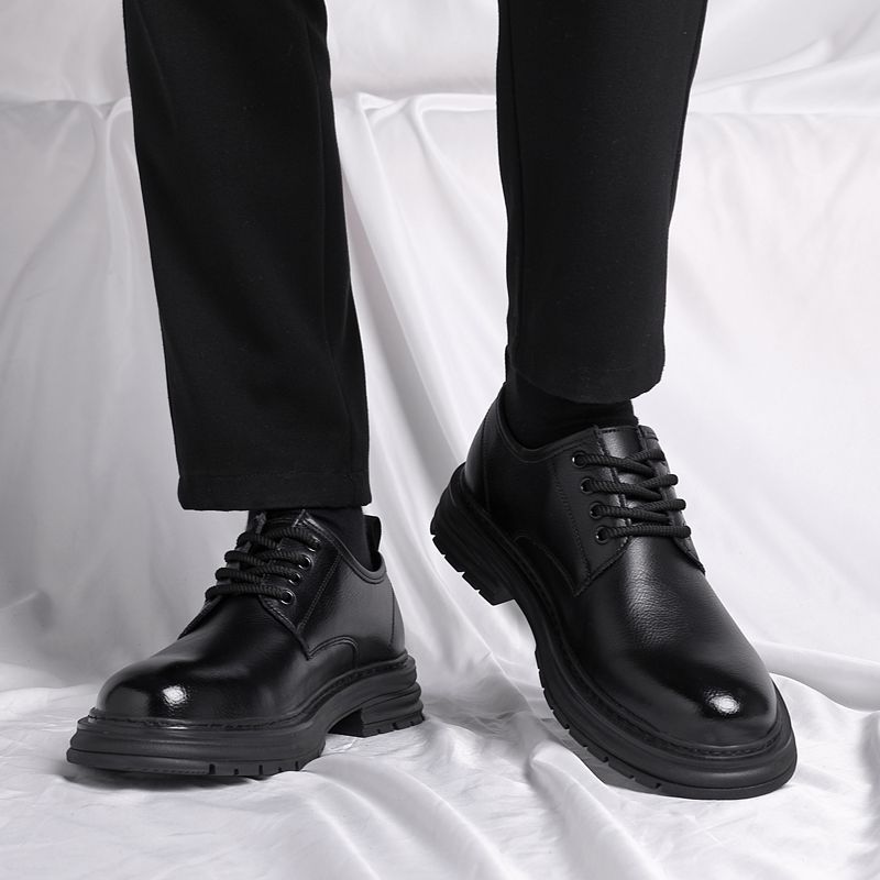 ShoeVault Scarpe Derby da uomo in pelle di vacchetta, grandi dimensioni, con punta tonda, nere, casual, formali, da sposa e da sposo_voghion.com