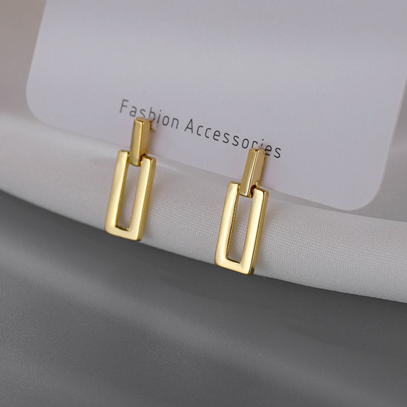 Silver Needle Small Geometric Metal Style Simple Ins Niche Minimalist Stud Drop Elegant Earrings For Women_voghion.com