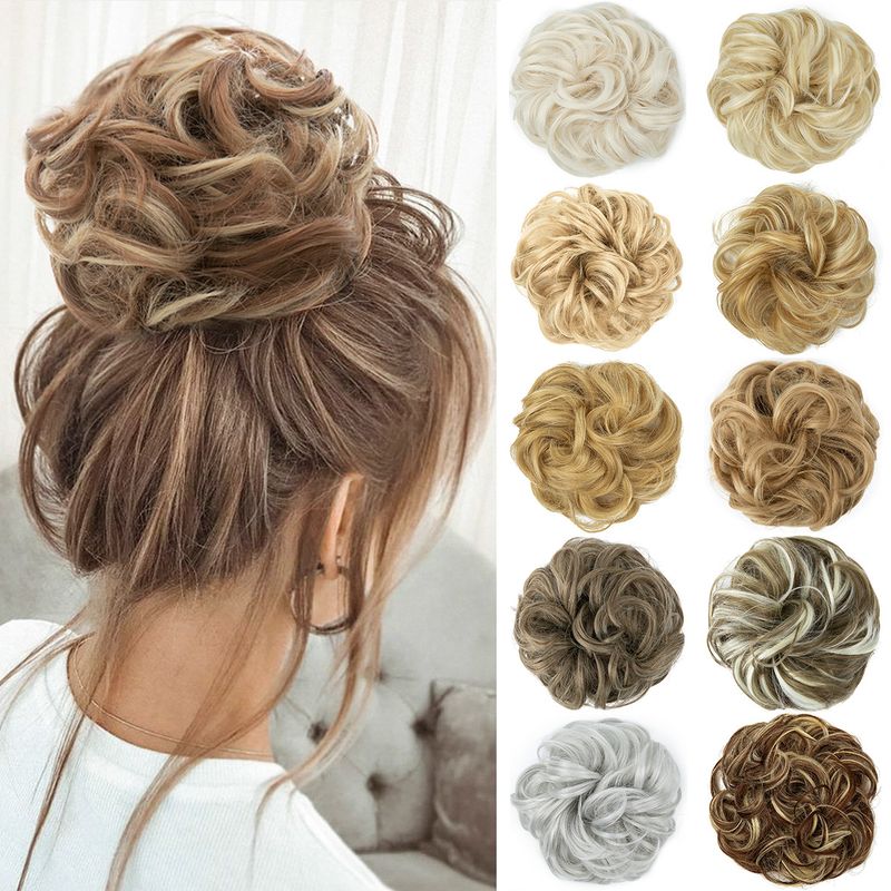 wig female flower bud ball head chemical fiber invisible fluffy natural long beard wig hair ring_voghion.com