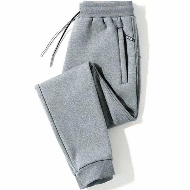 Pantalon de jogging décontracté pour homme avec poches zippées - Doublure polaire, taille élastique, coupe confortable, jambe droite, grande taille, noir/gris (standard et_voghion.com
