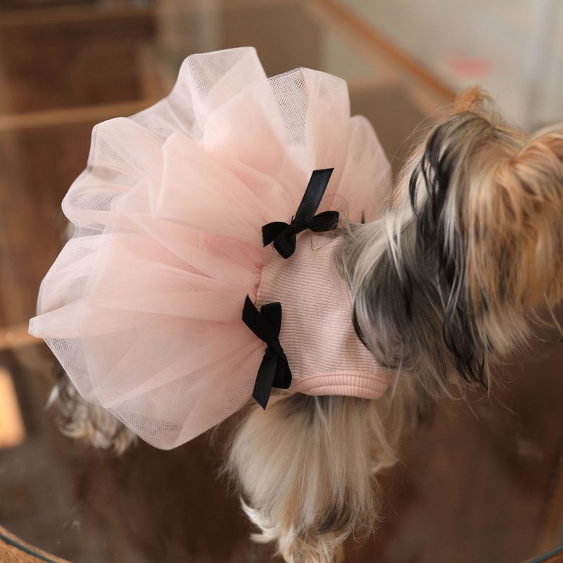 Abbigliamento per animali domestici, gilet estivo traspirante con fiocco, bocciolo di fiore, abito da sposa, principessa, Yorkshire Terrier, cani di piccola e media taglia_voghion.com