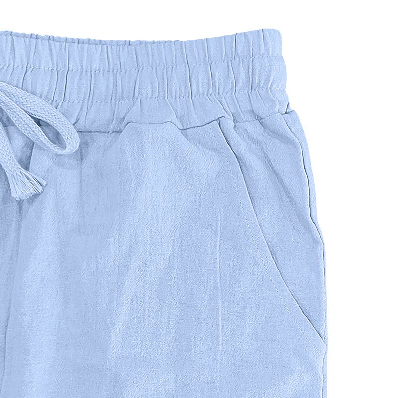 Neue Herrenhose aus Baumwolle und Leinen in Übergröße mit lockerer, einfarbiger, lässiger Schnürhose_voghion.com