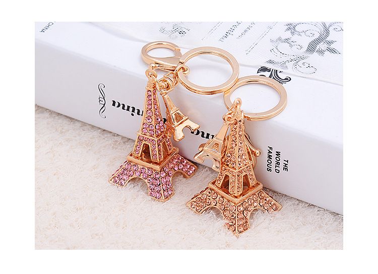 Korean Version Paris Eiffel Tower Diamond-Encrusted Alloy Keychain For Women, Decorative Bag Pendant, Exquisite Car_voghion.com