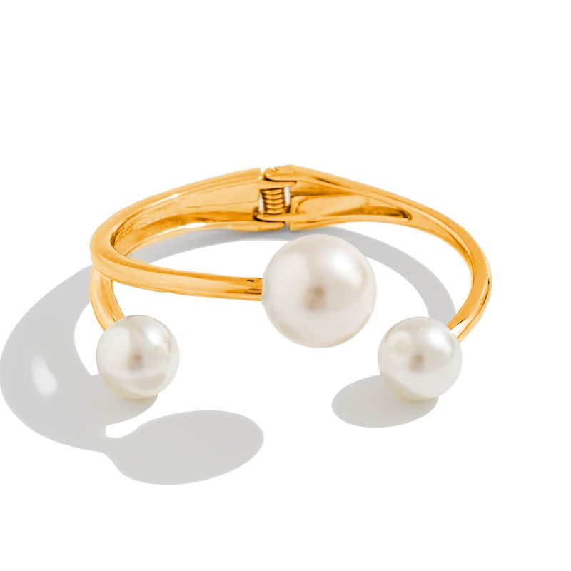 Simple And Elegant Irregular Metallic Bracelet With A Fashionable Feel Pearl Opening Spring Bracelet_voghion.com
