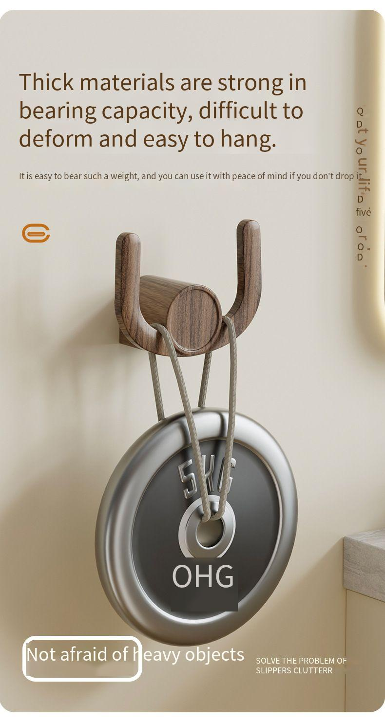 Peach Wood Grain Slipper No-Drill Bathroom Multifunctional Storage Shoe Wall Hanging Rack_voghion.com