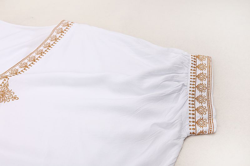 Robe de plage brodée en coton pour femme - Jupe longue portefeuille légère pour maillot de bain et protection solaire_voghion.com