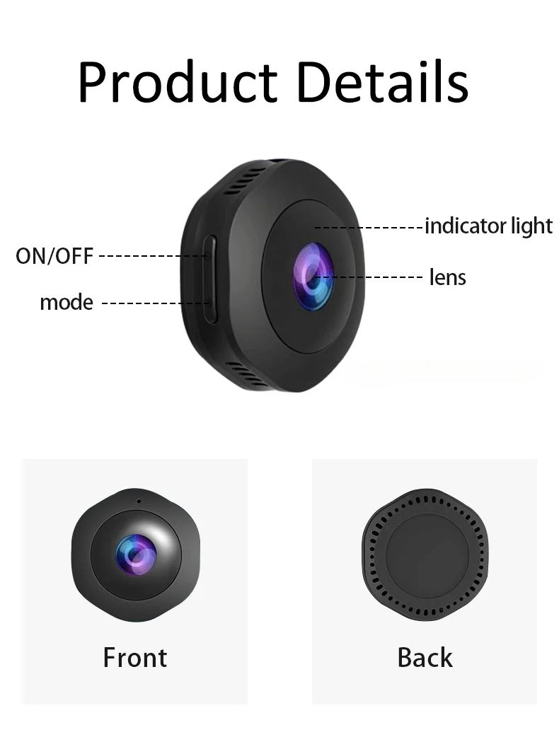 Minicâmera Wi-Fi 4K HD sem fio dispositivo doméstico inteligente câmera espião visão noturna invisível câmera detecção de movimento remoto_voghion.com