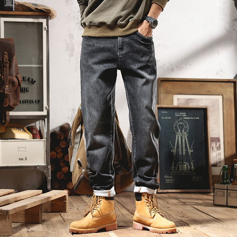 Grouss Gréissten Härekleeder Qualitéit Hierscht a Wanter Handduchbuedem gestickte Jeans Männer Plus Fat Plus Size Slim Fit Fat Jeans Männer_voghion.com