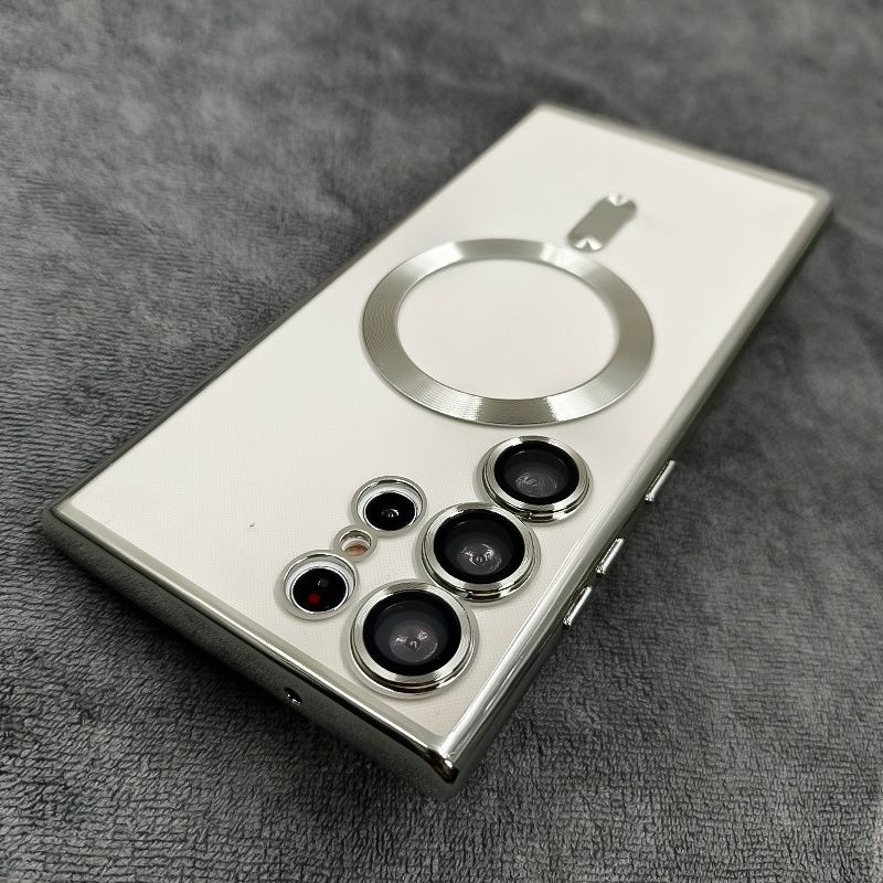 Luxury Clear Transparent Silicone Case with Magnetic Wireless Charging Compatible with Galaxy S23, S22, S21 Ultra, and S23 Ultra Phones_voghion.com