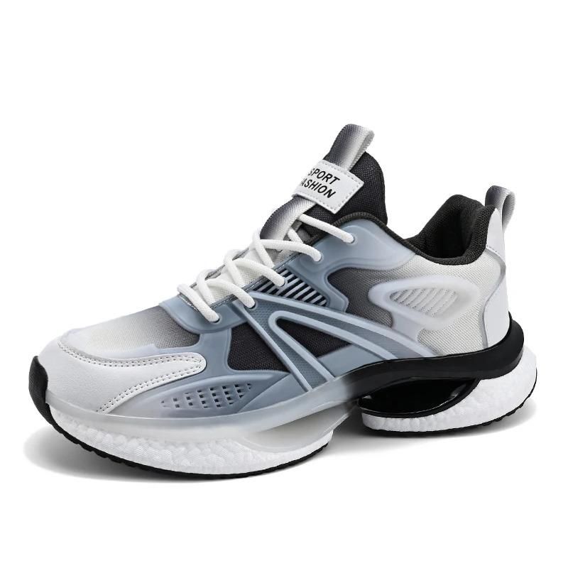 Scarpe da corsa sportive traspiranti con suola morbida, da uomo, con suola in mesh bianco, personalizzabili, con MOQ basso, luminose e casual._voghion.com
