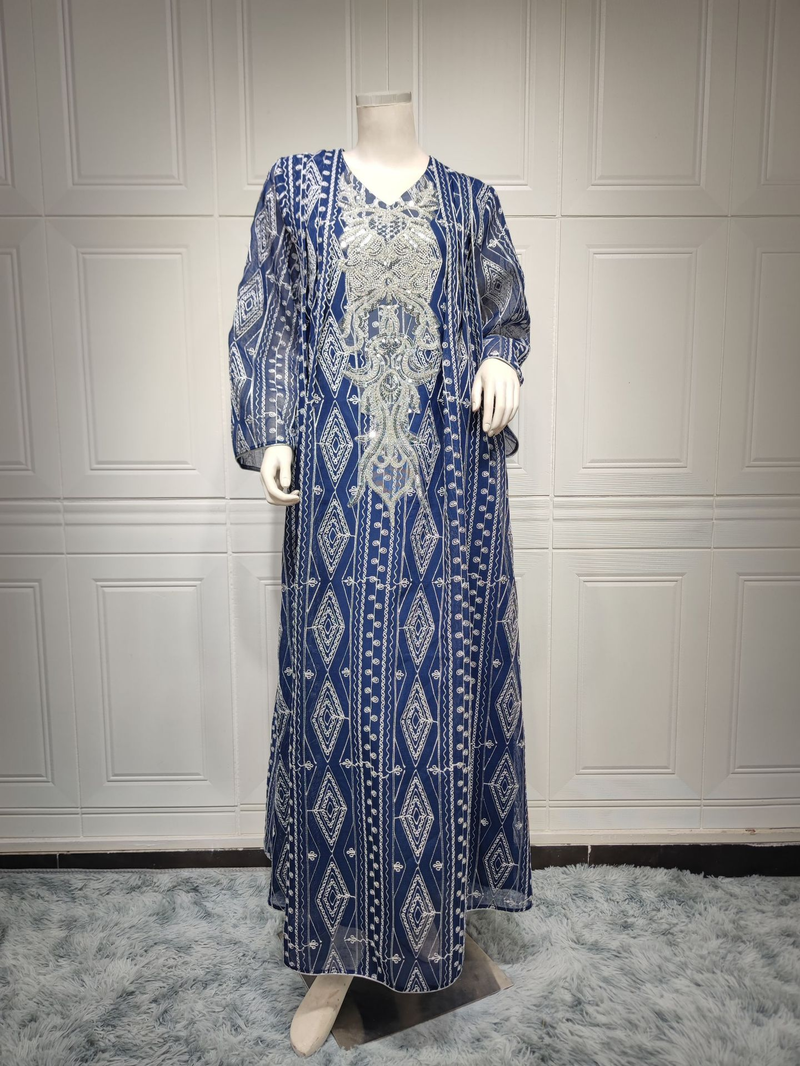 Women's Muslim Evening gown Muslim large size sequin embroidered robe_voghion.com