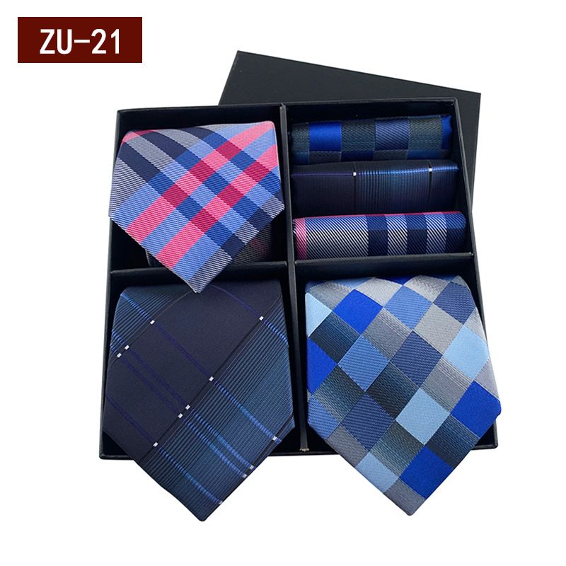 Unisex Men's gift box tie Fashion business striped tie square scarf set luxury gift box_voghion.com