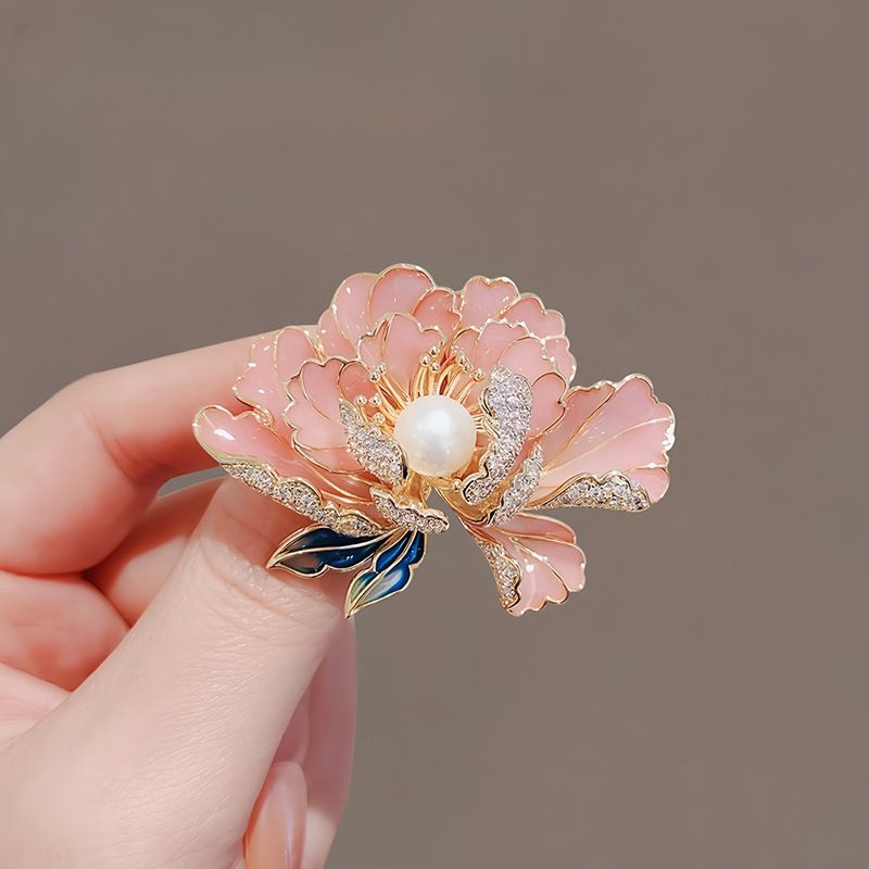 Spilla a forma di fiore di peonia, spilla da cheongsam da donna, spilla in lega temperamento, accessorio per cappotto e abito_voghion.com