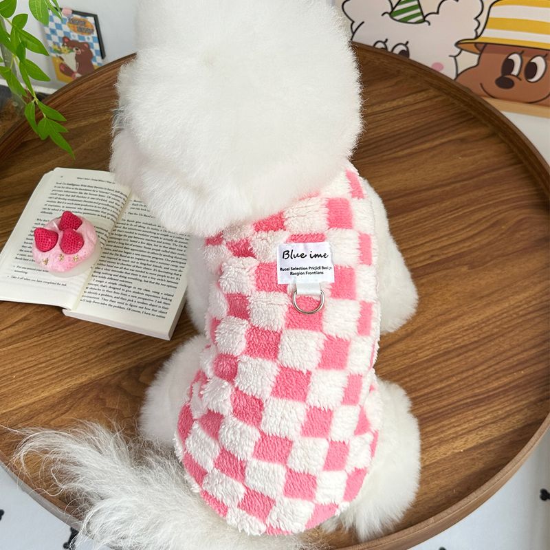 Ropa cálida de felpa para perro y gato, estilo nuevo de otoño, con correa, para bichón y caniche_voghion.com