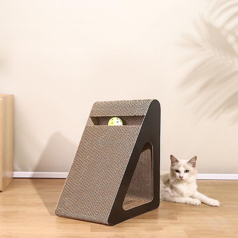 2 In 1 Cat Scratcher Cardboard With Rotating Ball Wear-resistant Cat Clawing Board For Indoor Cat_voghion.com