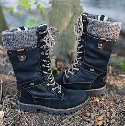 medium and low-cut  large size Martin boots for women in  new style square heel back strap  woolen women's boots_voghion.com