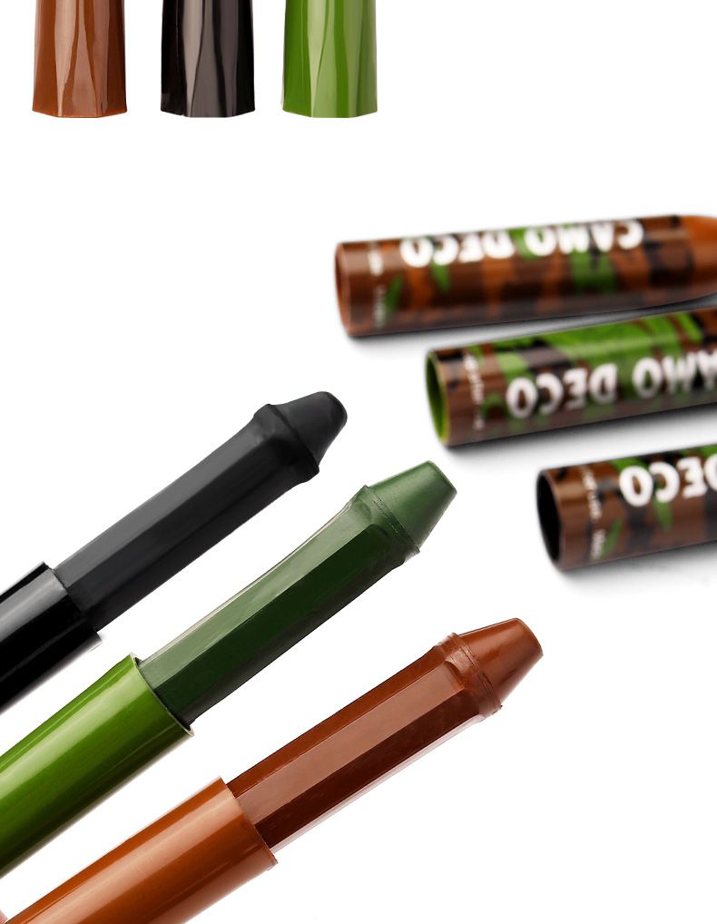 Camuflagem a óleo em três cores, camuflagem militar, rosto de leque, tinta a óleo CS, três camuflagens táticas, pintura de grafite, conjunto de bastões de óleo de camuflagem_voghion.com