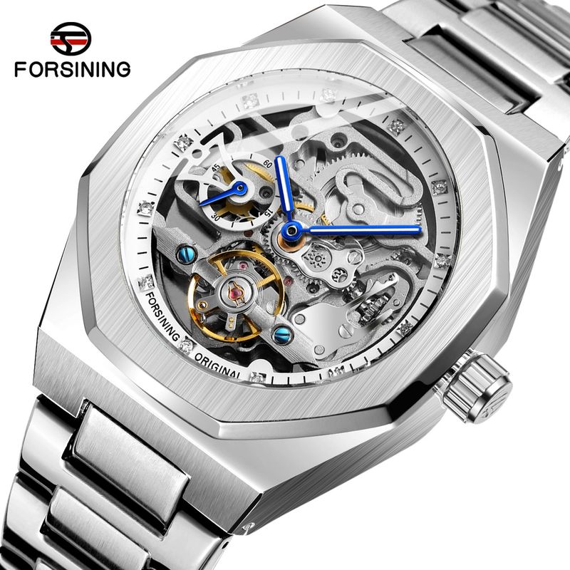 Men's Automatic Mechanical Watch With Luminous Hands, Three Subdials, And Day Display - Stainless Steel Band Six Pin Week Steel Belt Mechanical Watch_voghion.com