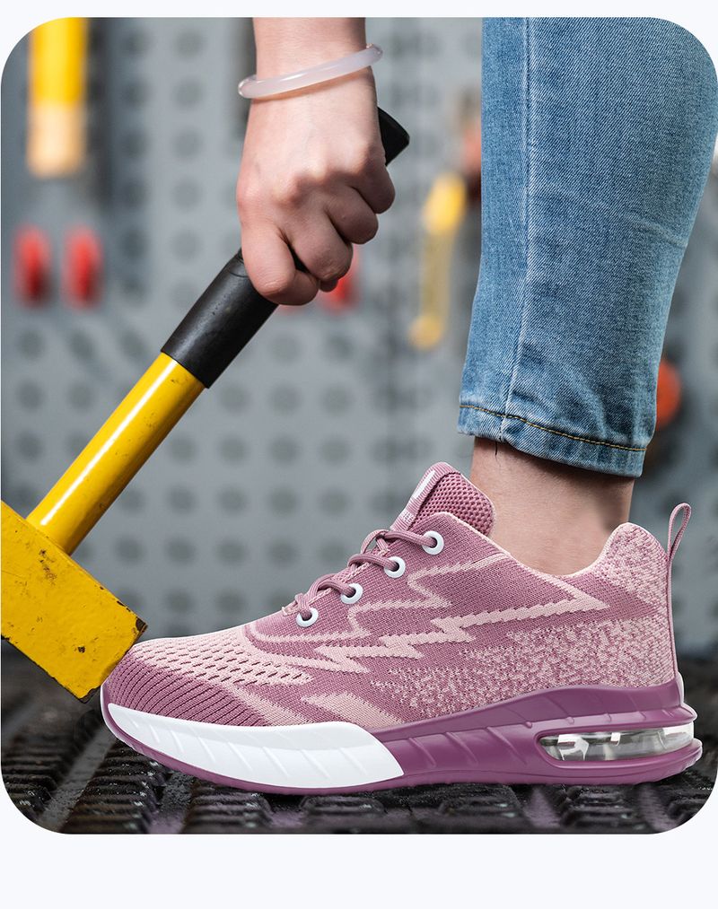 Scarpe antinfortunistiche leggere da lavoro, da donna, con punta in acciaio, anti-perforazione e anti-sfondamento, per cantieri edili._voghion.com