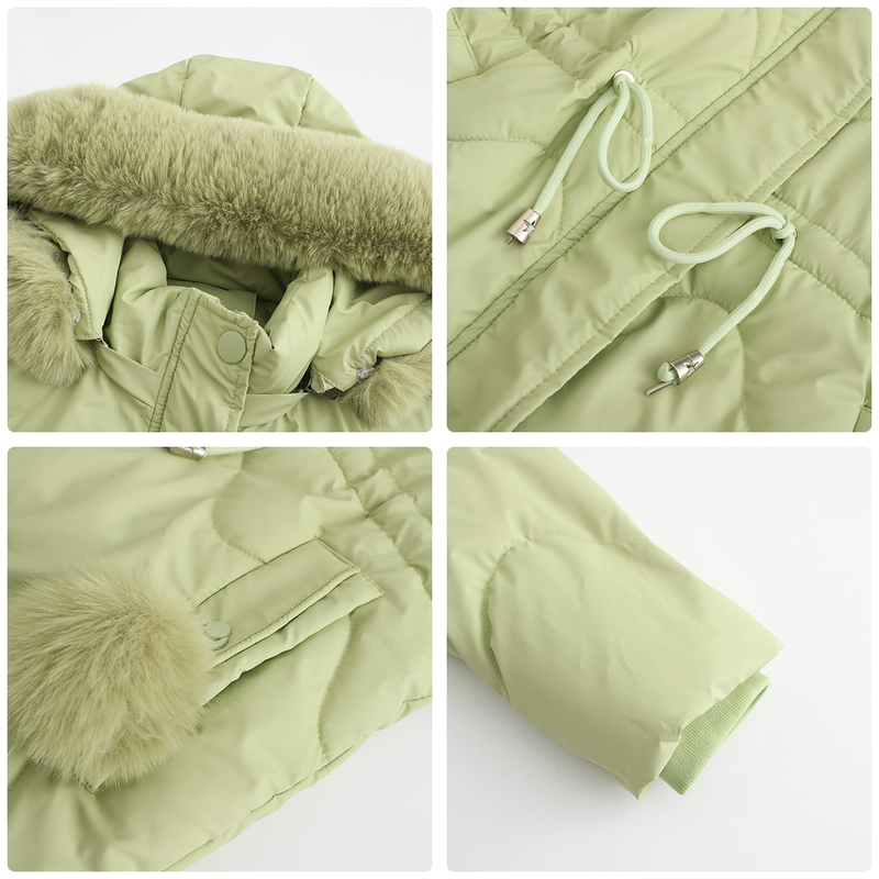 Damenbekleidung 2024 Neue Damen-Baumwollkleidung Abnehmbare Mütze Wolle Herbst und Winter Warme Parkajacke Abnehmbare Kapuze Mittellange Jacke für Damen_voghion.com