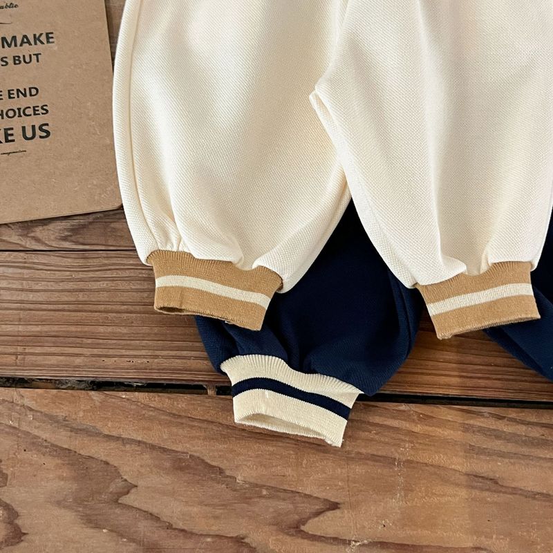 Autumn New Style Boys And Girls Baby Cotton Lapel Top Loose Trousers Suit Infant And Toddler Casual Suit_voghion.com