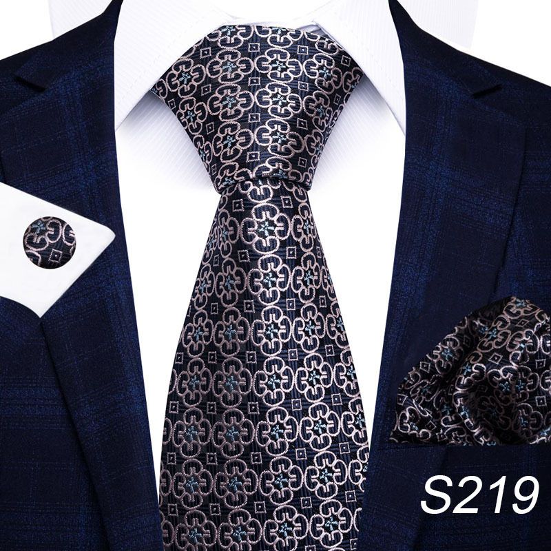 Corbata de seda de poliéster de alta calidad unisex para hombre, corbata formal de color sólido, bolsillo, toalla, gemelos, juego de jacquard_voghion.com