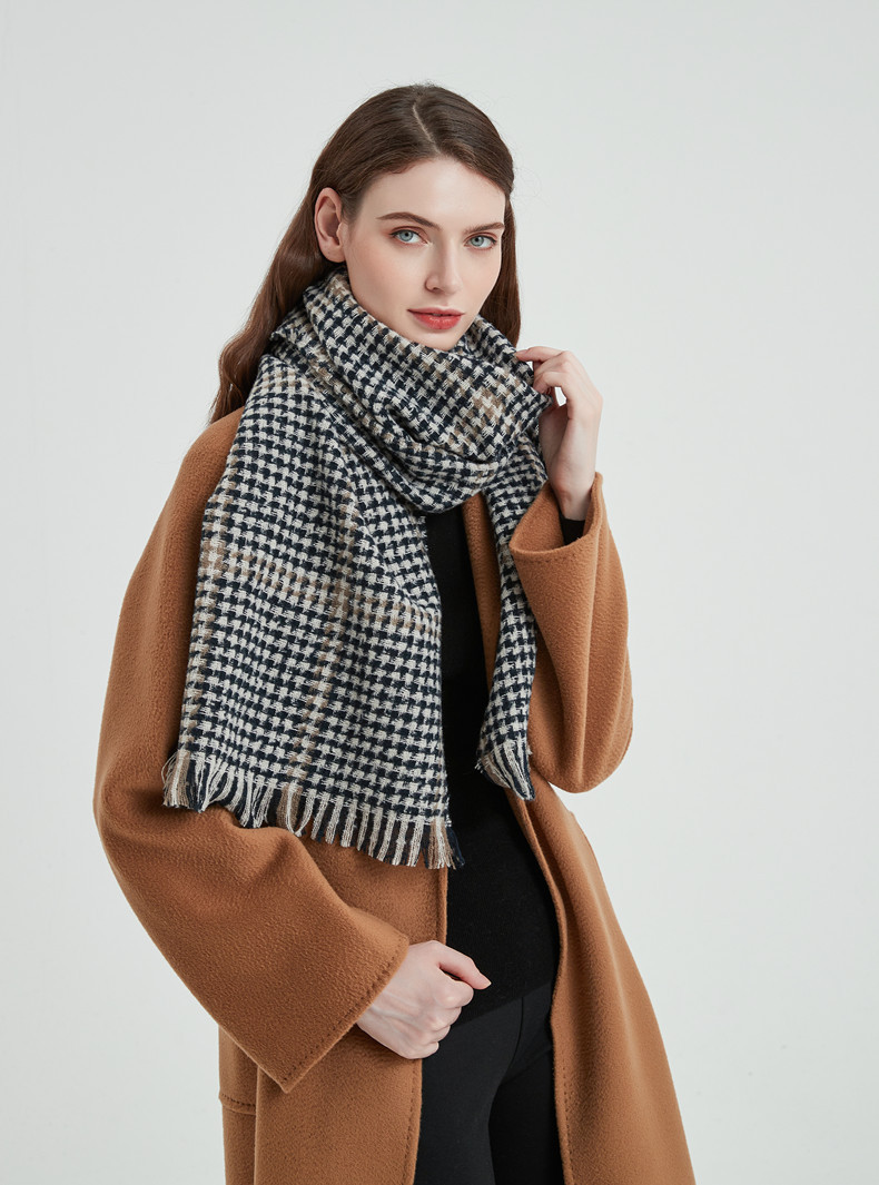 Damenschals Retro-Schal mit kleinem Muster für Damen, Winterversion, modischer Schal, warmer Schal_voghion.com