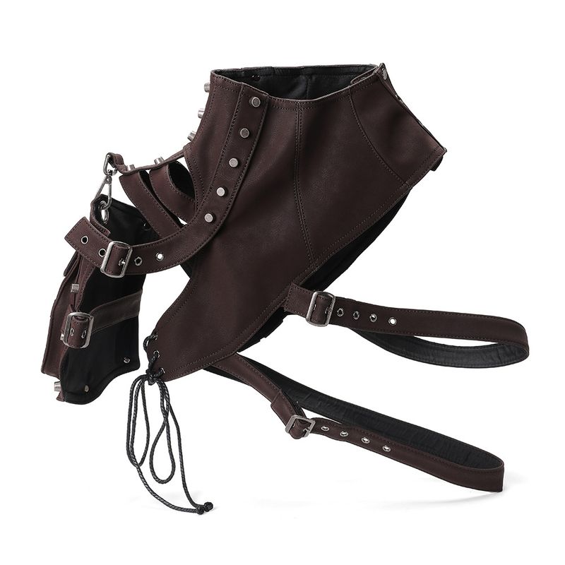 Damen Punk PU Leder Damen Umhängetasche Halloween Bühnenperformance Rüstung Zubehör_voghion.com