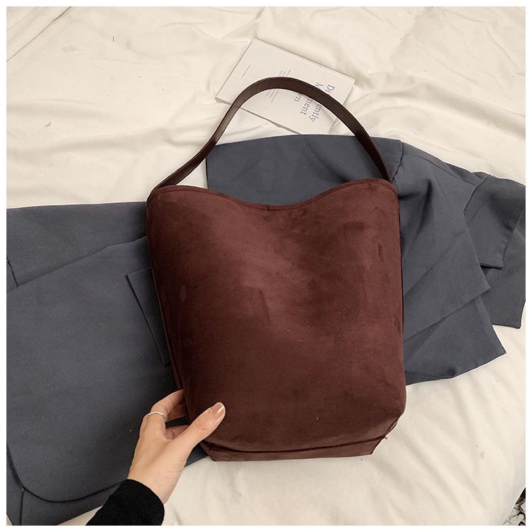 Semplice secchiello autunno inverno pelle scamosciata grande capacità ins madre e bambino alla moda monospalla ascellare_voghion.com