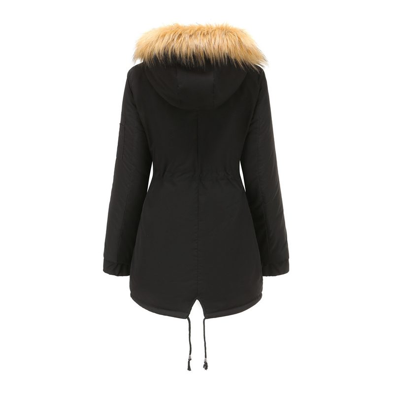 Women's parka cotton coat long hooded winter warm plus velvet coat plus cotton clothing_voghion.com