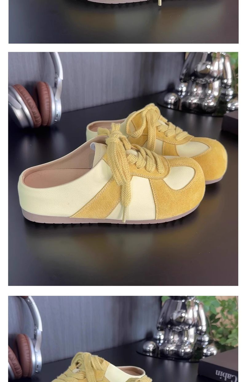 Pantofole Lancui Half Lazy One-Step con suola spessa, gialle, chiuse, per donna, da esterno, con rialzo per altezza da donna_voghion.com
