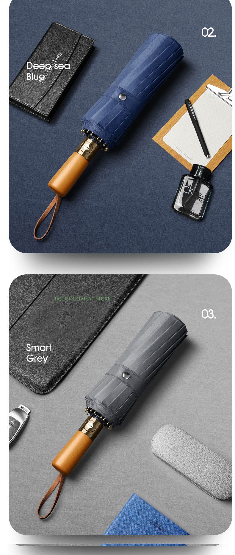 Ombrello da auto Wooden Elegance - 3 pieghe - Regalo unisex_voghion.com
