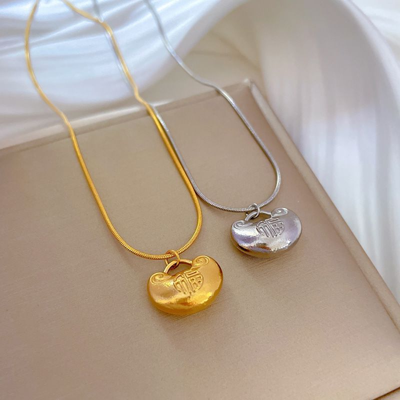 【Acciaio al titanio a corpo intero】 Collana in vero oro con fornace eolica minimalista personalizzata Fuzi Yuanbao da donna, maglia INS rossa_voghion.com