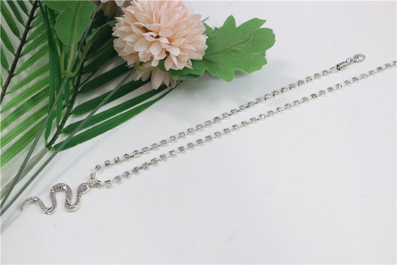 Legering slang dierenriem slang hanger strass steentjes enkele rij boorketting taille ketting taille versiering_voghion.com