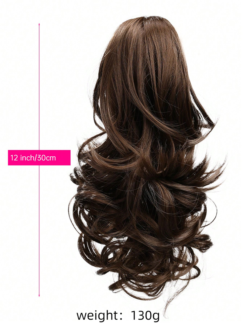 12" (Approx. 30 Cm) 130g Claw Synthetic Large Wave Extensions ,Multi-Color Option,The Ponytail Adopts A Newly Upgraded_voghion.com