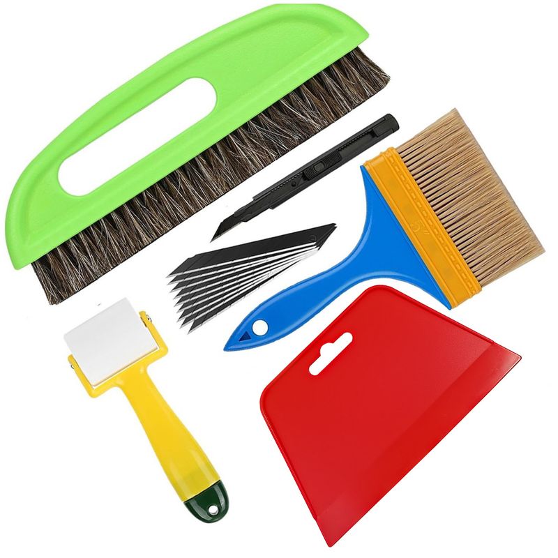 15-Piece Wallpaper Tool Kit With Squeegee, Brush, Roller & Cutter – Multi-Size Scraper For Home & Car Film Application_voghion.com