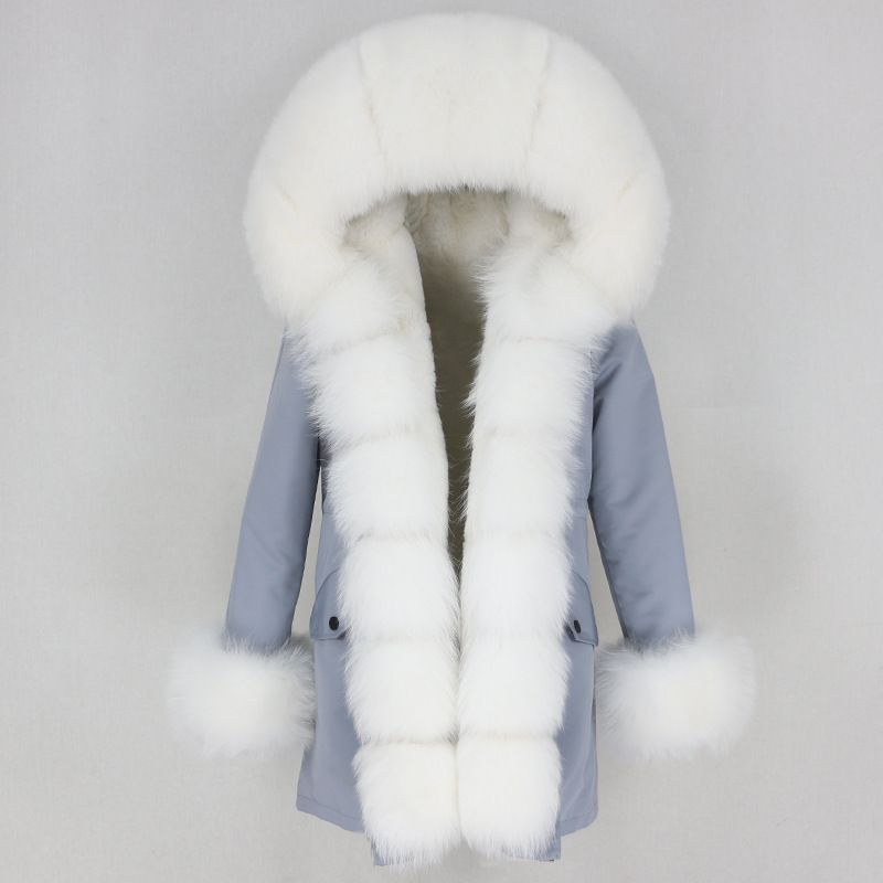 Women's Clothing hot sale winter parka for women with detachable fox fur collar lining fashionable warm ladies mid length coat_voghion.com