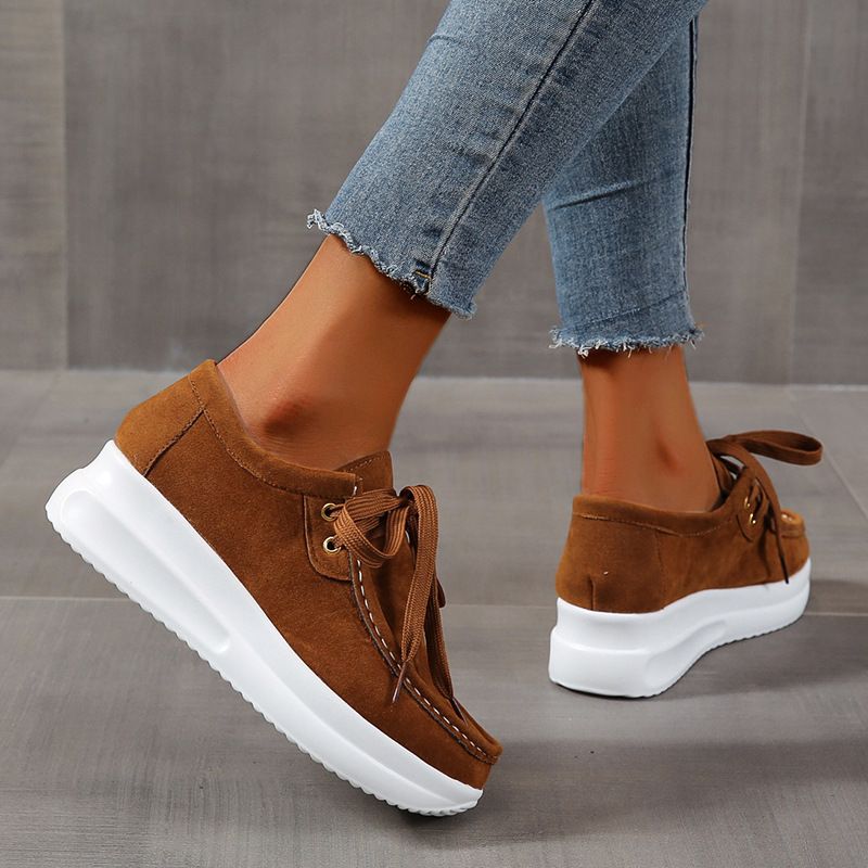 SHLIANG Nuove scarpe da ginnastica comode con plateau da donna, alla moda, con lacci, casual, vulcanizzate, Y0108_voghion.com