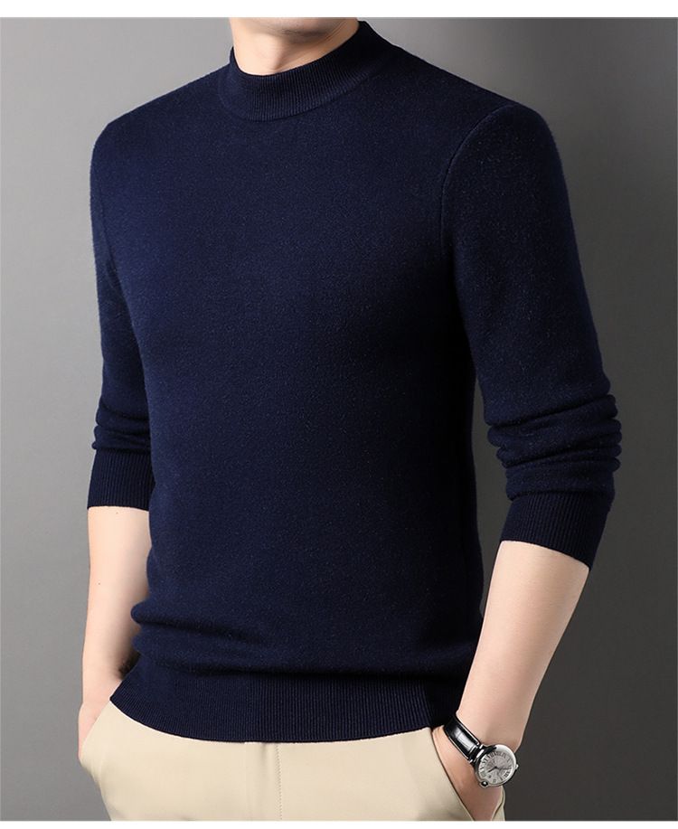 Maglione a collo alto da uomo, semplice e alla moda, maglione base, autunno inverno, casual, versatile, tinta unita_voghion.com