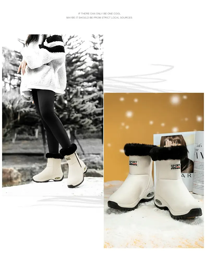 Winter sneeuwlaarzen dames plateau hoge laarzen platte zool kwaliteit warme zwarte nieuwe dames veter comfortabele leren dameslaarzen_voghion.com