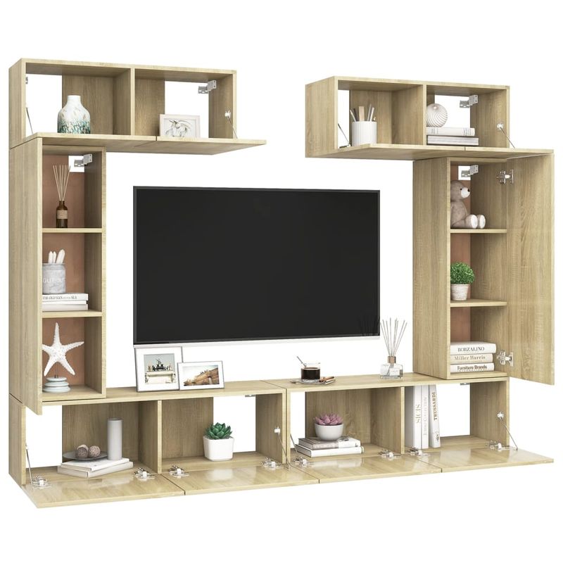 6-tlg. TV-Schrank-Set Sonoma-Eiche Holzwerkstoff_voghion.com