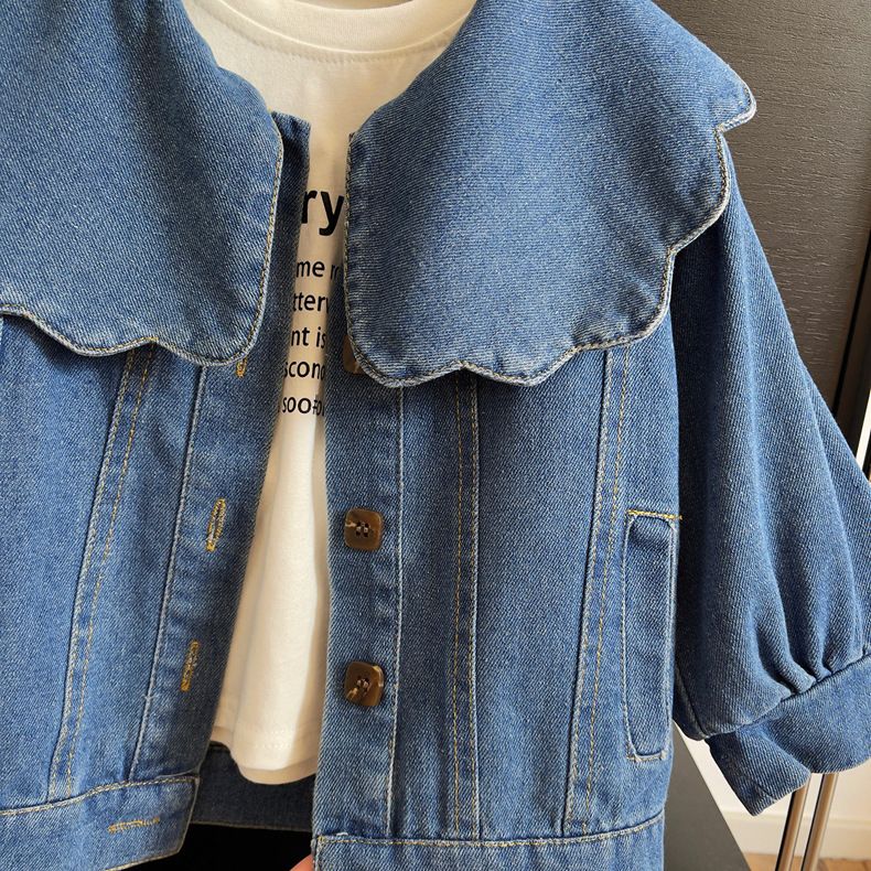 Giacche in denim per bambine e mamme, giacche in denim larghe, alla moda e con risvolto_voghion.com