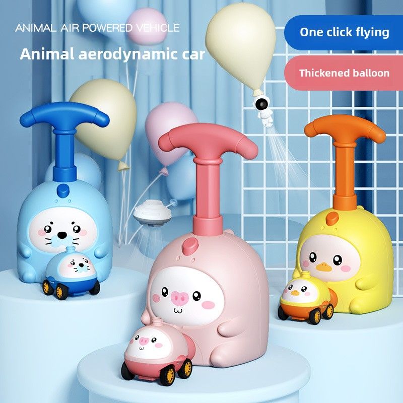 Animal aerodynamic car DIY flying piggy balloon puzzle toy press scooter_voghion.com