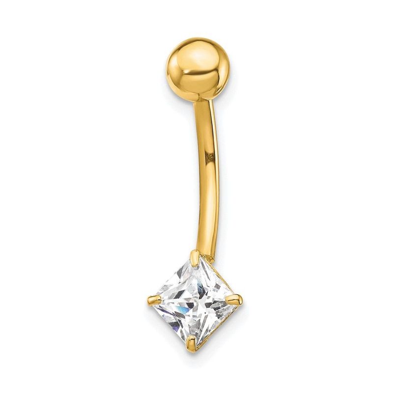 10k W/5mm Square Cz Belly Dangle_voghion.com