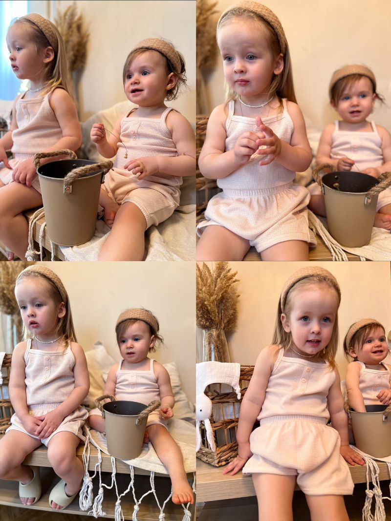 Pijamas de estilo coreano para niños, chaleco para bebé, pantalones cortos para el hogar, ropa informal de punto para niñas_voghion.com