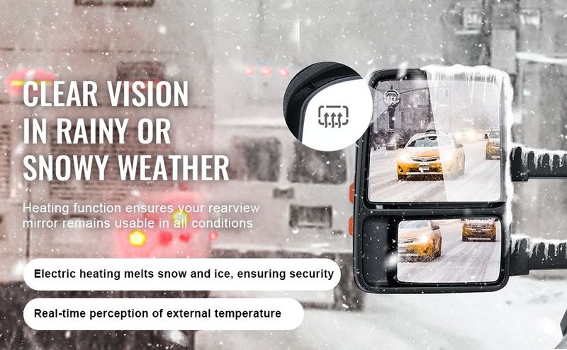 VEVOR Towing Mirrors, Left & Right Pair Set For 1999-2007 Ford F250 F350 F450 F550, Power Heated With Signal Light, Plane & Convex Glass, Manual Controlling Telescoping Folding, Heating Defrost, Black_voghion.com