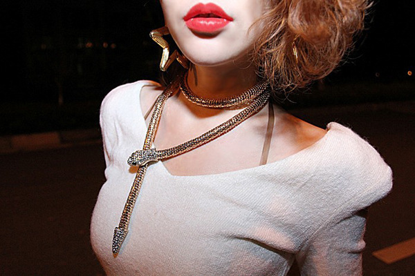 Taille Legierung Diamant Schlange Halskette Halsband Kette Schmuck_voghion.com