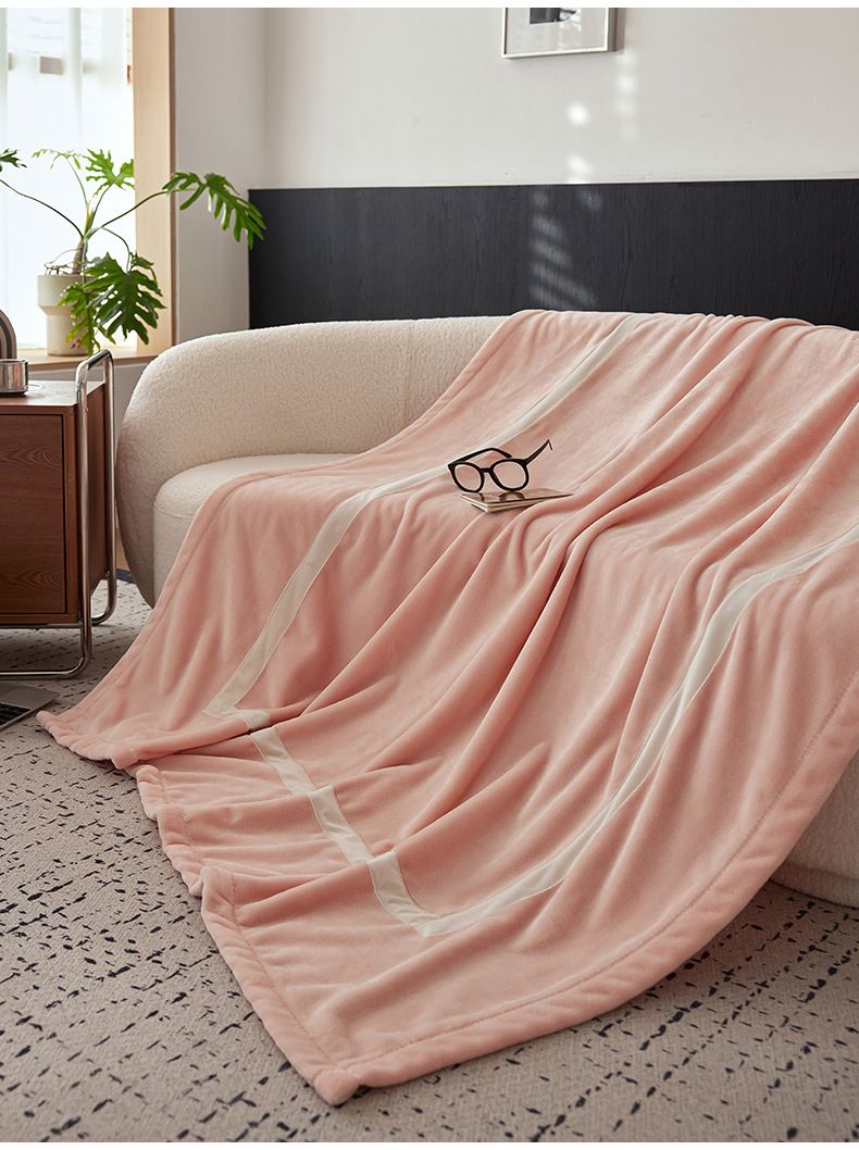 Home Textile Blanket Milky Velvet Solid Color Striped Blanket Sofa Blanket Air Conditioning Blanket Cover Blanket_voghion.com